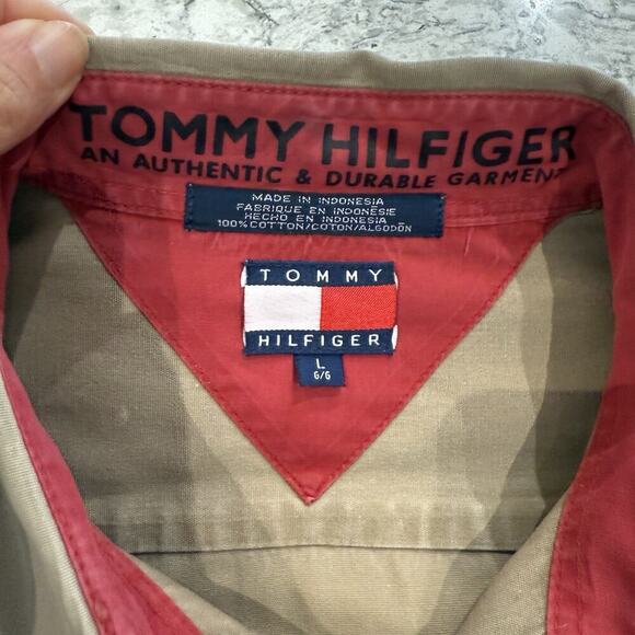 RARE Tommy Hilfiger Outdoor Shirt Mens Size XL Safari Khaki Button Up Utility - Picture 10 of 12